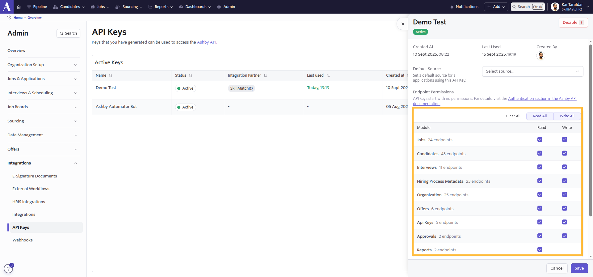 Configure the required API Scopes